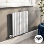 White Electric Horizontal Designer Radiator 0.6kW with Wi-Fi Thermostat - H600xW590mm - IPX4 Bathroom Safe