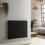 GRADE A1 - Riace Midnight Black Horizontal Flat Designer Radiator 600x748mm Single Panel 1589 BTU