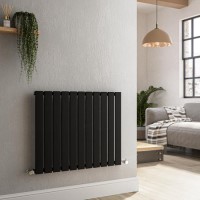 GRADE A1 - Riace Midnight Black Horizontal Flat Designer Radiator 600x748mm Single Panel 1589 BTU