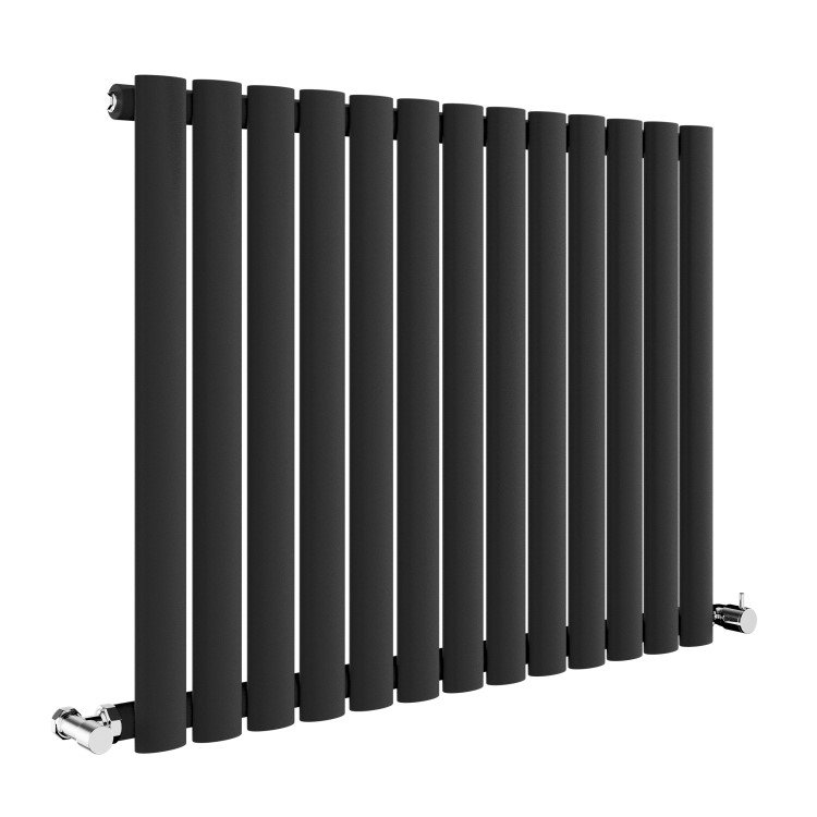 Sorrento Midnight Black Horizontal Oval Designer Radiator 600x767mm Single Panel 2049 BTU