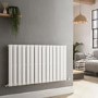 Riace White Horizontal Flat Designer Radiator 600x1020mm Single Panel 2383 BTU