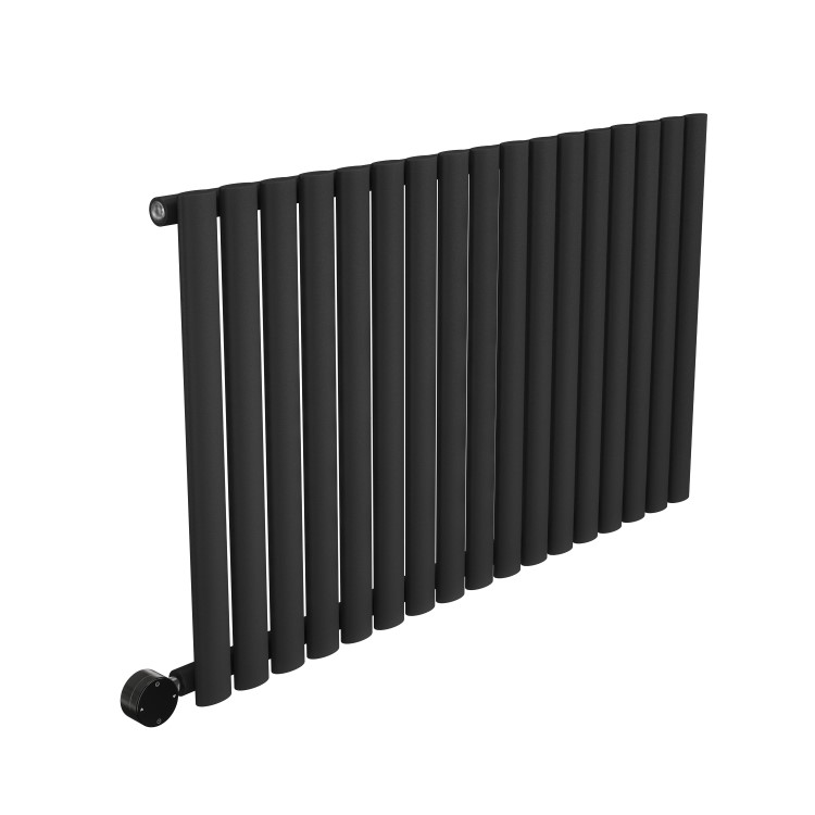 Midnight Black Electric Horizontal Designer Radiator 1.2kW with Wi-Fi Thermostat - H600xW1003mm - IPX4 Bathroom Safe