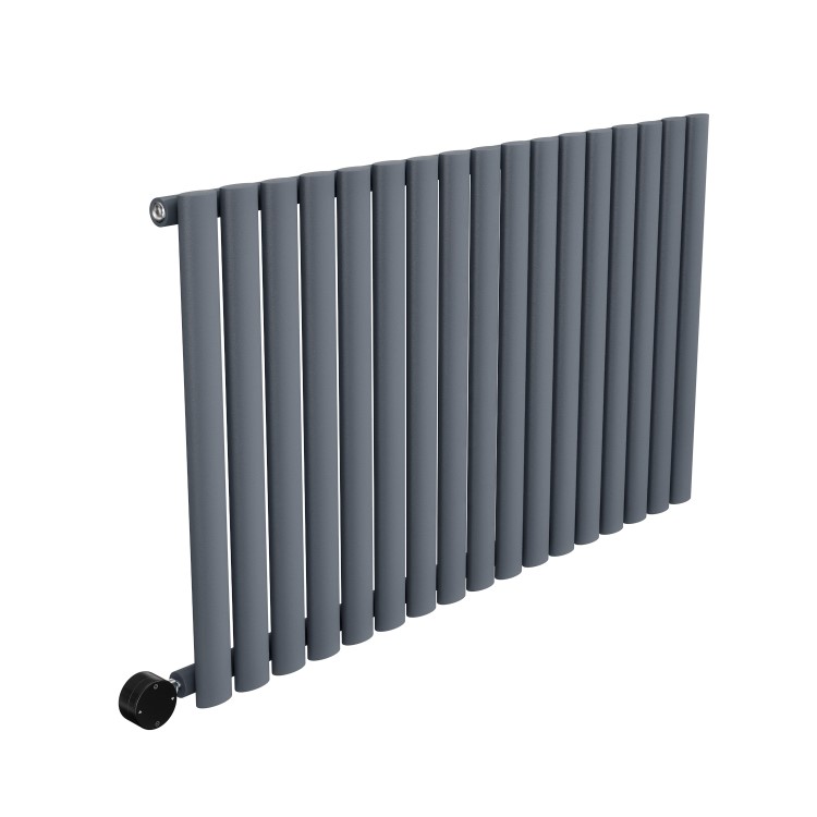 Anthracite Electric Horizontal Designer Radiator 1.2kW with Wi-Fi Thermostat - H600xW1003mm - IPX4 Bathroom Safe