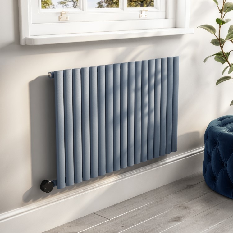 Light Grey Electric Horizontal Designer Radiator 1.2kW with Wi-Fi Thermostat - H600xW1003mm - IPX4 Bathroom Safe