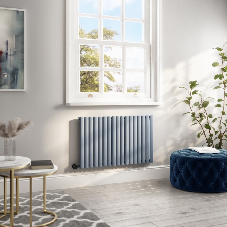 Light Grey Electric Horizontal Designer Radiator 1.2kW with Wi-Fi Thermostat - H600xW1003mm - IPX4 Bathroom Safe