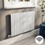 White Electric Horizontal Designer Radiator 1.2kW with Wi-Fi Thermostat - H600xW1003mm - IPX4 Bathroom Safe