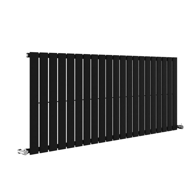 Riace Midnight Black Horizontal Flat Designer Radiator 600x1428mm Single Panel 3337 BTU