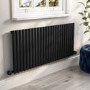 Midnight Black Electric Horizontal Designer Radiator 2kW with Wi-Fi Thermostat - H600xW1416mm - IPX4 Bathroom Safe