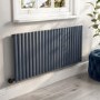 GRADE A2 - Anthracite Electric Horizontal Designer Radiator 2kW with Wifi Thermostat - H600xW1416mm - IPX4 Bathroom Safe