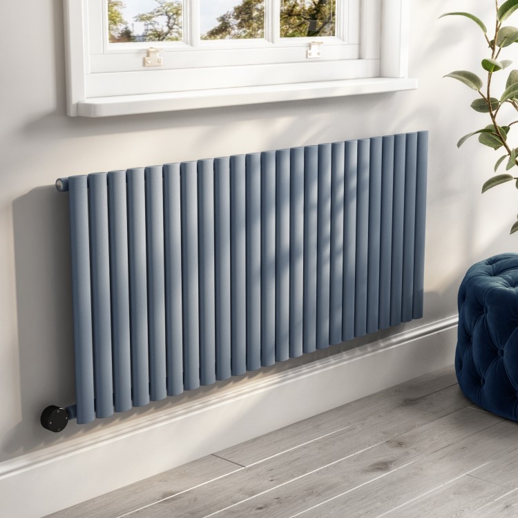 Refurbished Light Grey Electric Horizontal Designer Radiator 2kW with Wifi Thermostat - H600xW1416mm - IPX4 Bathroom Safe