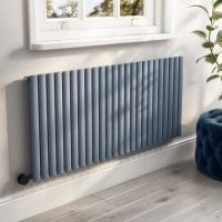 Refurbished Light Grey Electric Horizontal Designer Radiator 2kW with Wifi Thermostat - H600xW1416mm - IPX4 Bathroom Safe