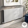 White Electric Horizontal Designer Radiator 2kW with Wi-Fi Thermostat - H600xW1416mm - IPX4 Bathroom Safe