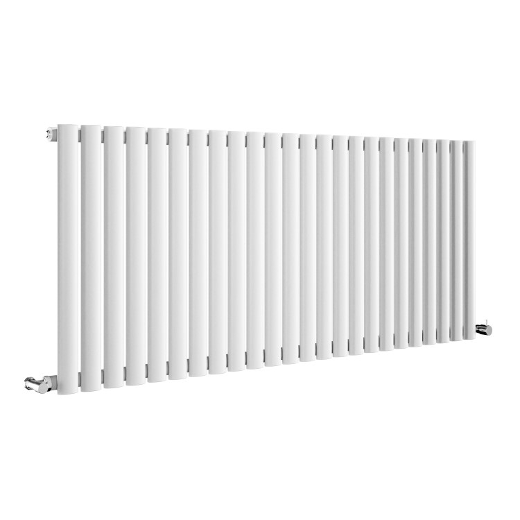 GRADE A1 - Sorrento White Horizontal Oval Designer Radiator 600x1416mm Single Panel 3783 BTU