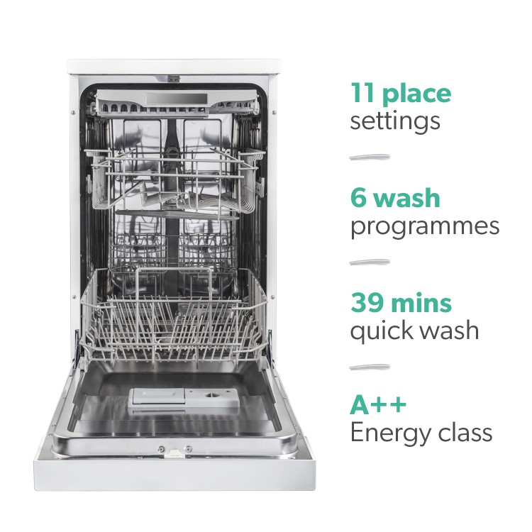 Hisense 11 Place Settings Freestanding Slimline Dishwasher - White