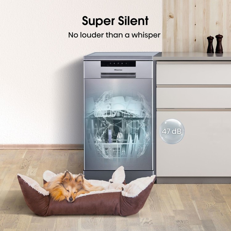 Hisense Freestanding Slimline Dishwasher - Stainless Steel