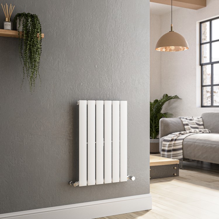 Riace White Horizontal Flat Designer Radiator 600x408mm Single Panel 953 BTU