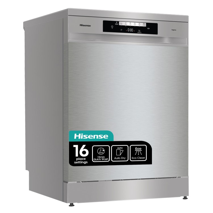 Refurbished Hisense Hygiene HS643D60XUK 16 Place Freestanding Dishwasher Stainless Steel