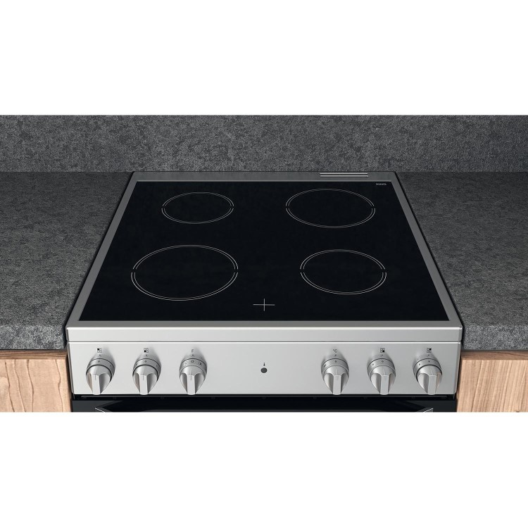 Refurbished Hotpoint HS67V5KHX 60cm Electric Cooker With Ceramic Hob Silver