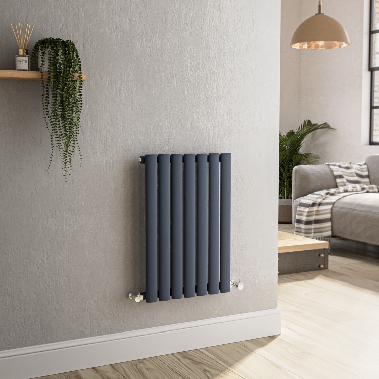 Sorrento Anthracite Horizontal Oval Designer Radiator 600x413mm Single Panel 1103 BTU