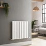 Riace White Horizontal Flat Designer Radiator 600x612mm Single Panel 1430 BTU