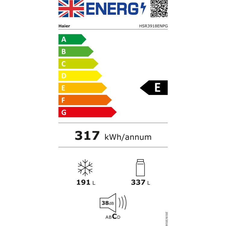 Refurbished Haier HSR3918ENPG 528 Litre American Fridge Freezer Silver
