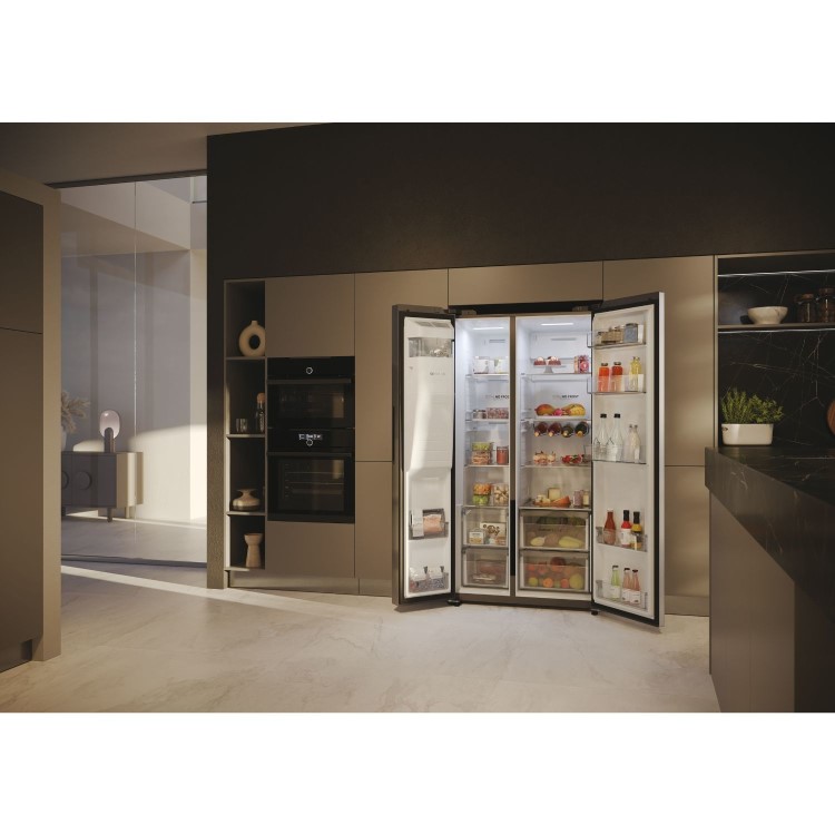 Refurbished Haier Series 5 HSW59F18DIMM Freestanding 601 Litre Frost Free American Fridge Freezer Stainless Steel