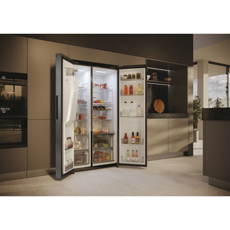 Refurbished Haier Series 5 HSW59F18DIMM Freestanding 601 Litre Frost Free American Fridge Freezer Stainless Steel