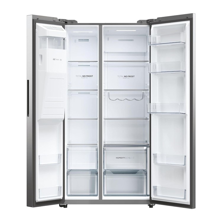 Refurbished Haier Series 5 HSW59F18DIMM Freestanding 601 Litre Frost Free American Fridge Freezer Stainless Steel