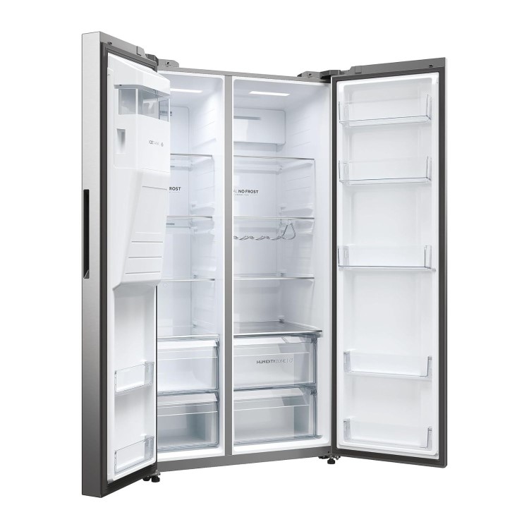 Refurbished Haier Series 5 HSW59F18DIMM Freestanding 601 Litre Frost Free American Fridge Freezer Stainless Steel