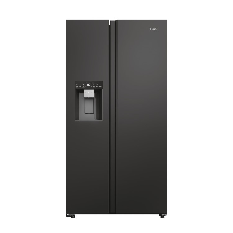 Refurbished Haier SBS 90 Series 5 HSW59F18EIPT Freestanding 601 Litre Frost Free	American Fridge Freezer Black