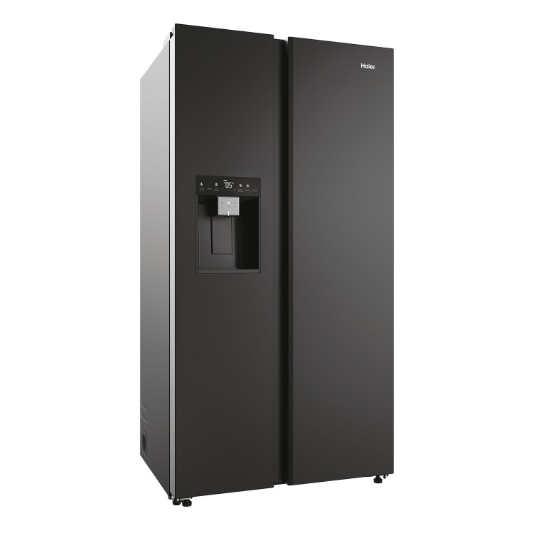 Refurbished Haier SBS 90 Series 5 HSW59F18EIPT Freestanding 601 Litre Frost Free	American Fridge Freezer Black