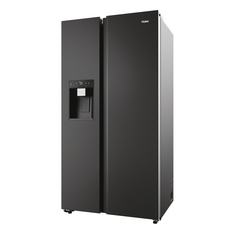 Refurbished Haier SBS 90 Series 5 HSW59F18EIPT Freestanding 601 Litre Frost Free	American Fridge Freezer Black