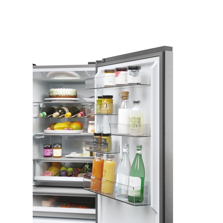 Refurbished Haier 3D 60 Series 5 HTW5618ENMG Freestanding 356 Litre 60/40 Frost Free Fridge Freezer Silver