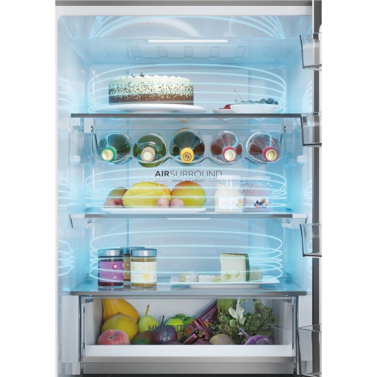 Refurbished Haier 3D 60 Series 5 HTW5618ENMG Freestanding 356 Litre 60/40 Frost Free Fridge Freezer Silver