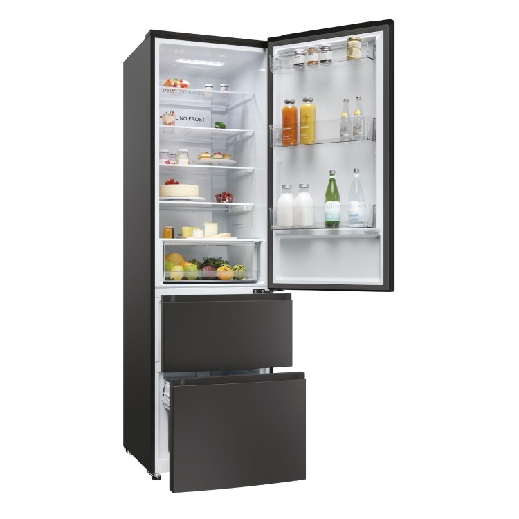 Refurbished Haier Series 3 HTR3619ENPB Freestanding 348 Litre 60/40 Frost Free Fridge Freezer Black