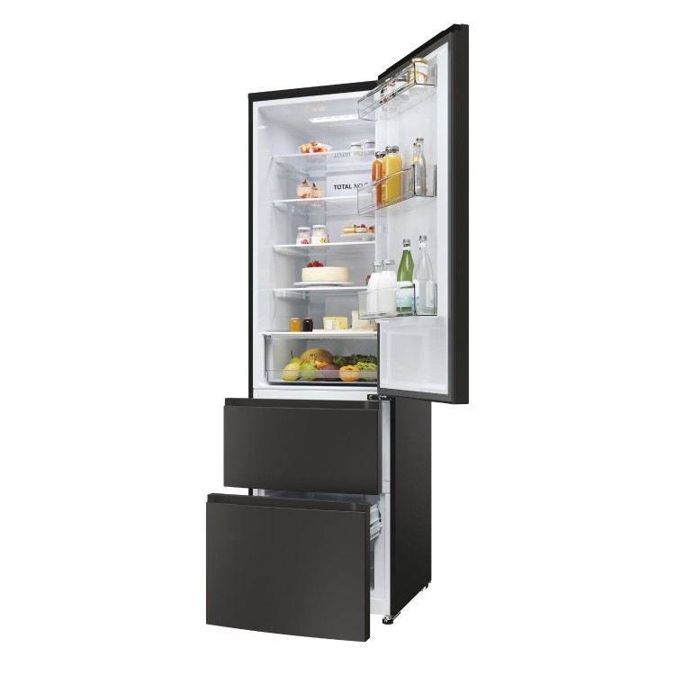 Refurbished Haier Series 3 HTR3619ENPB Freestanding 348 Litre 60/40 Frost Free Fridge Freezer Black