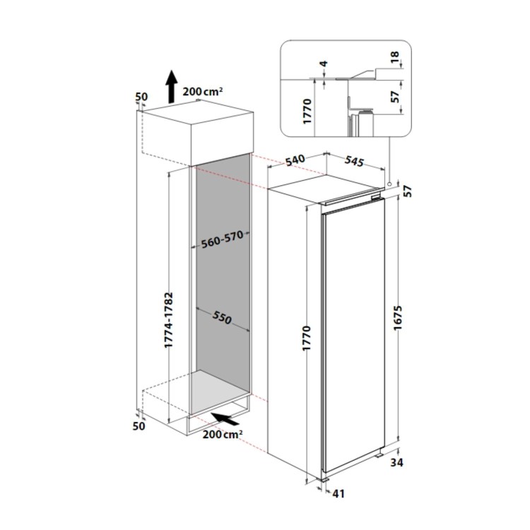 Hotpoint 262 Litre Integrated In-Column Fridge