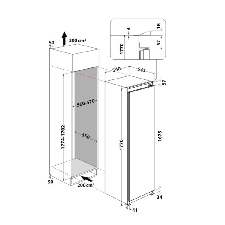 Hotpoint 318 Litre Integrated In-Column Fridge