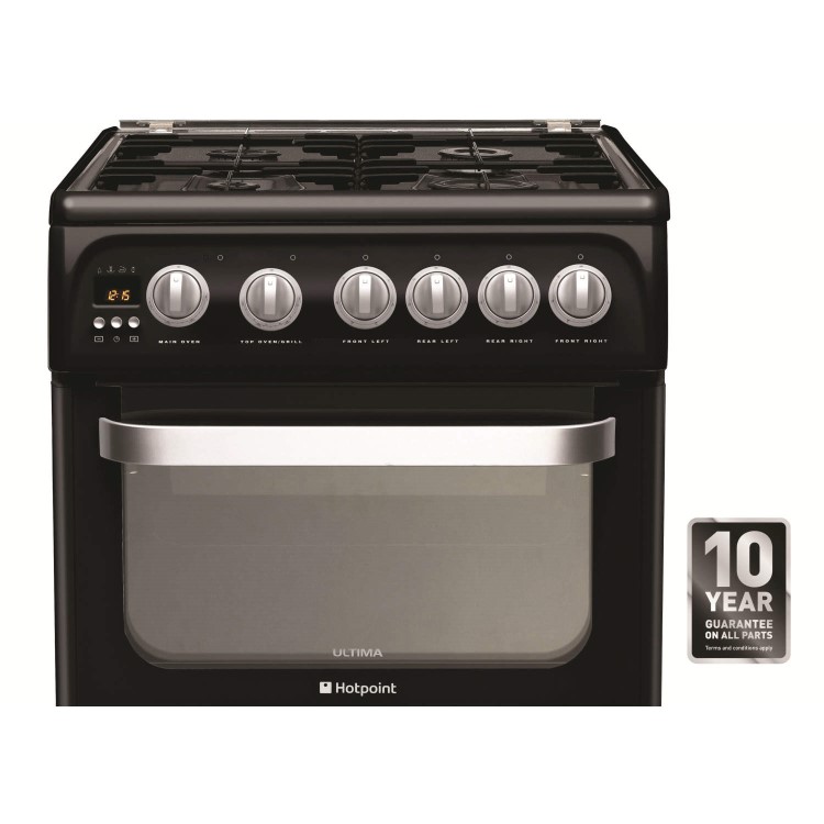 Hotpoint HUG52K Ultima 50cm Double Oven Gas Cooker in Black