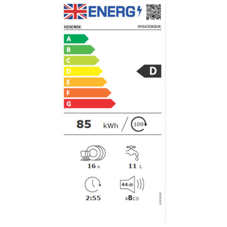 Refurbished Hisense HV643D60UK 16 Place Fully Integrated Dishwasher