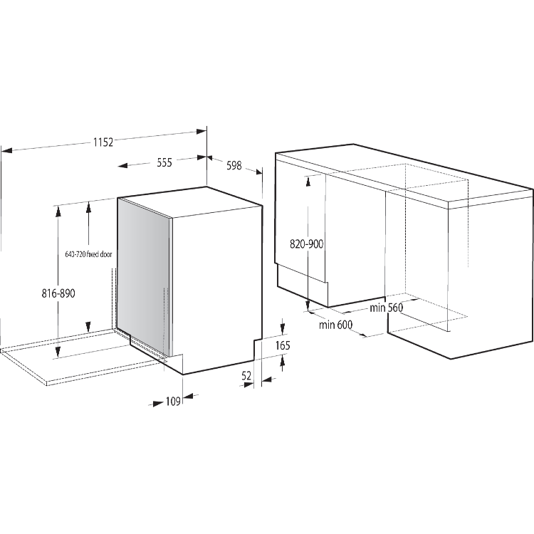 Refurbished Hisense HV643D60UK 16 Place Fully Integrated Dishwasher