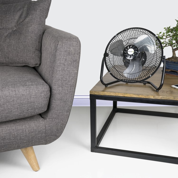 electriQ 9 Inch High Velocity Desk Fan - Black Metal Body