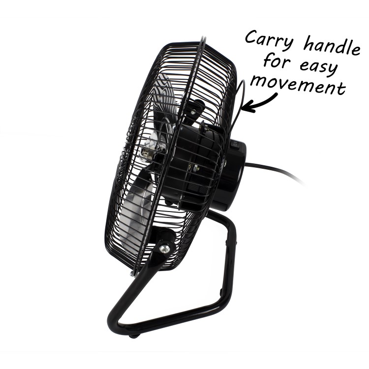 electriQ 9 Inch High Velocity Desk Fan - Black Metal Body