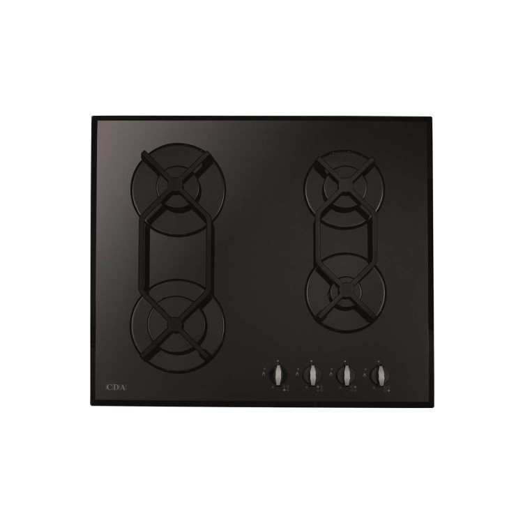 CDA HVG620BL 60cm Four Burner Gas-on-glass Hob Black