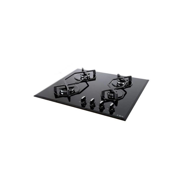 CDA 60cm Gas on Glass 4 Burner Gas Hob - Black