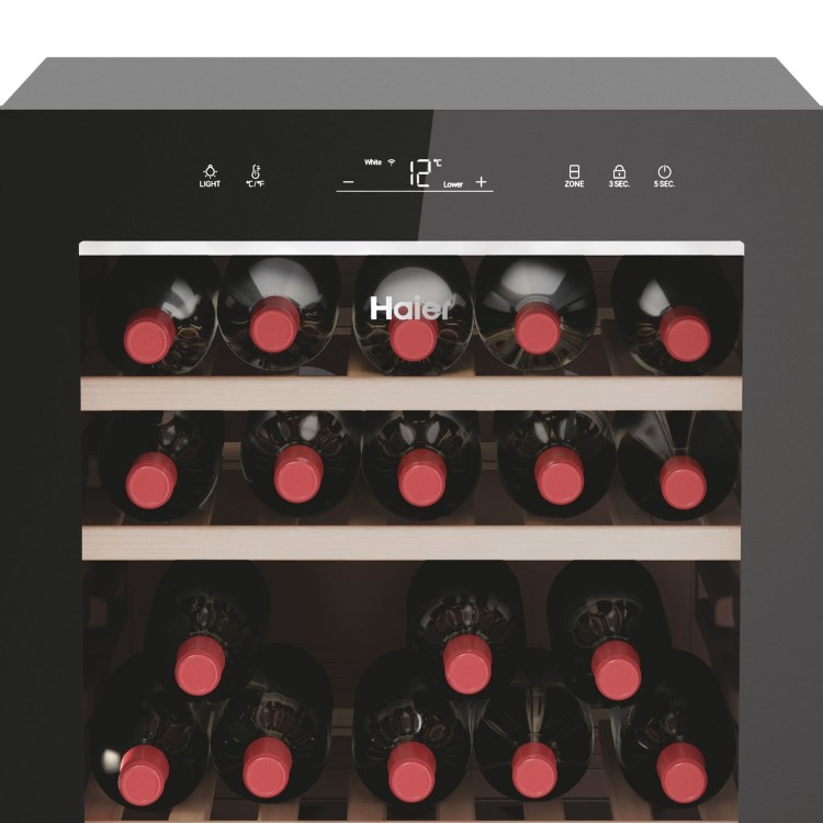 Refurbished Haier HWS77GDAU1 Freestanding 77 Bottle Dual Zone Wine Cooler Black