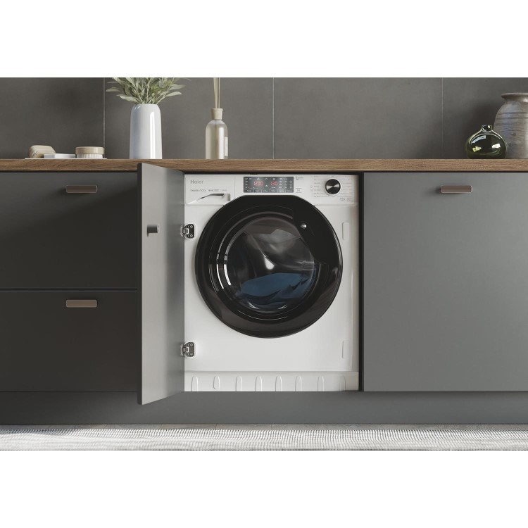 Haier Series 4 9kg Wash 5kg Dry 1600rpm Integrated Washer Dryer - White