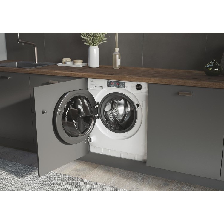 Refurbished Haier Series 4 HWDQ90B416FWB-UK Integrated 9/5KG 1600 Spin Washer Dryer White