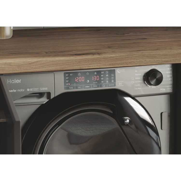 Refurbished Haier Series 4 HWDQ90B416FWBRUK Integrated 9/5KG 1600 Spin Washer Dryer Graphite