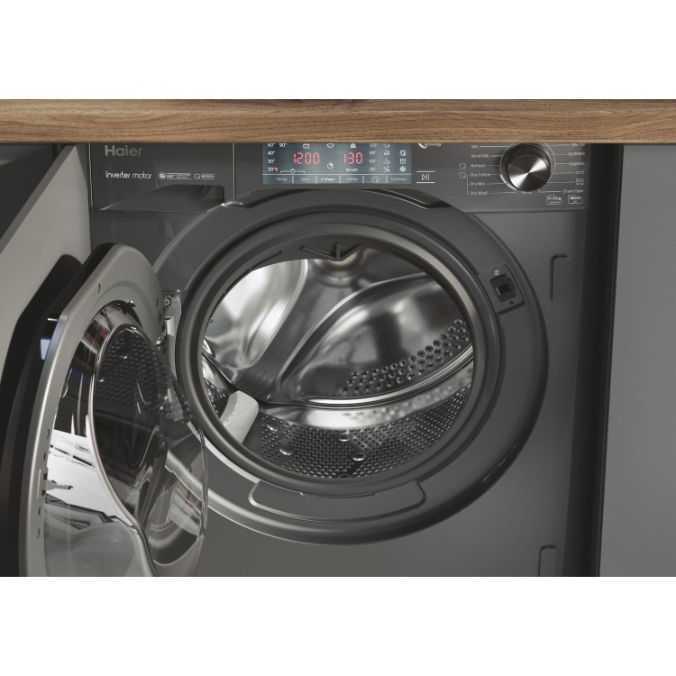 Haier Series 4 9kg Wash 5kg Dry 1600rpm Integrated Washer Dryer - Graphite